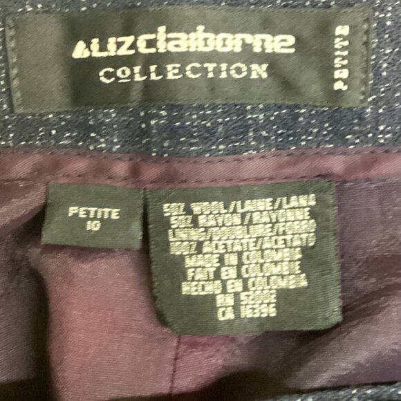 Vintage Liz Claiborne Navy‎ Wool Blend Pleated Trousers Women's Size Petite 10 - Picture 3 of 5